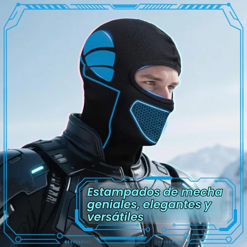 Vista 6 de Máscara de esquí y motocicleta estilo mecánico, pasamontañas resistentes al viento, cara completa con orificios de ventilación, apta para casco