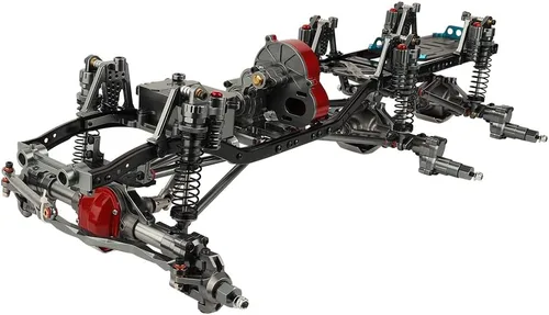 Vista 6 de Juego de marcos de chasis de 17.717 in de distancia entre ejes de 6 x 6 con transmisión frontal, medio trasero, eje completo para 1/10 RC Crawler