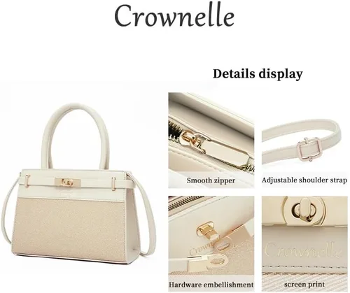 Vista 4 de Elegante bolso con asa superior para mujer, bolso de lujo de moda 2025 con cerradura de metal, hombro y bolso cruzado