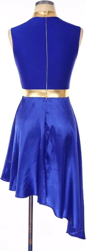 Vista 3 de Vestido de baile de alabanza metálico para mujer, superpuestas, túnicas asimétricas, falda de satén, disfraz litúrgico de adoración lírica