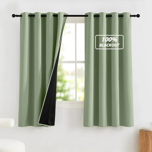 Vista 11 de NICETOWN Cortinas 100% Opacas Cortas de 36 Pulgadas de Largo para Dormitorio, Privacidad Aislamiento Térmico con Ojales Cortinas de Ventana