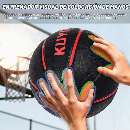 Vista 5 de KUYOTQ Size 5/6 Basketball 27.5"/28.5" for Kids Youth Womens with Visual Hand Print Guide, for Shooting Practice, Correct Shooting Form and Improve