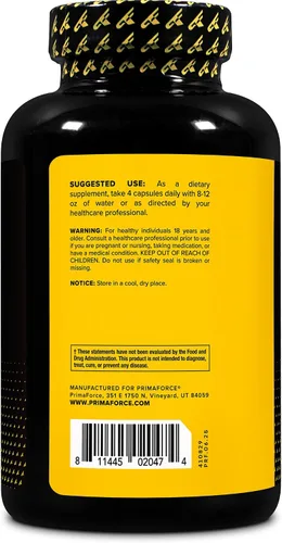 Vista 3 de Primaforce L-citrulina 3000mg, 240 cápsulas, 60 porciones