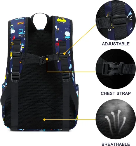 Vista 3 de Aimeen Mochila para niñas, mochilas para niños pequeños, Varios colores, Coches azules