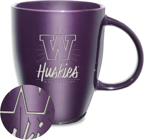 Vista 50 de Rico Industries - Taza de lustre cerámico con grabado láser de la NCAA de 18oz - Café-Té