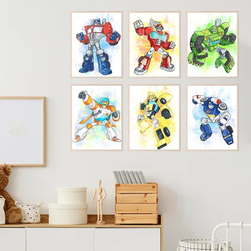 Vista 4 de Transformers Prints - Juego de 6 fotos de decoración de pared (8 x 10 pulgadas)
