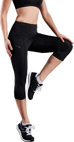 Vista 2 de NELEUS Leggings capri de cintura alta con control de abdomen para mujer, pantalones de yoga con bolsillo