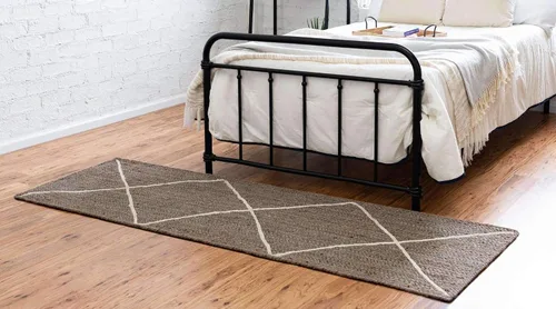 Vista 3 de Unique Loom Alfombra trenzada de la colección de yute – enrejado (2 pies 2 pulgadas x 6 pies 1 pulgada, gris/marfil)