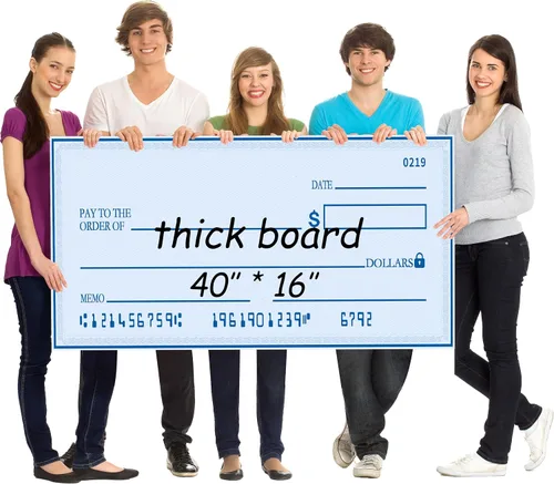 Vista 10 de Big Check - Cheque gigante reutilizable en blanco de 30 x 16 pulgadas para premios y donaciones