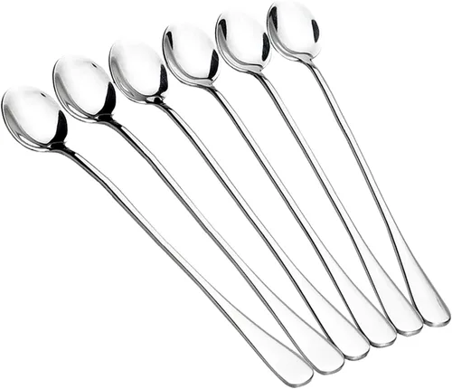 Vista 10 de Cuchara de mango largo de 9.5 pulgadas, cucharas de crema helada, cucharas de té, agitadores de café, cuchara de hielo, cucharas de cóctel de acero
