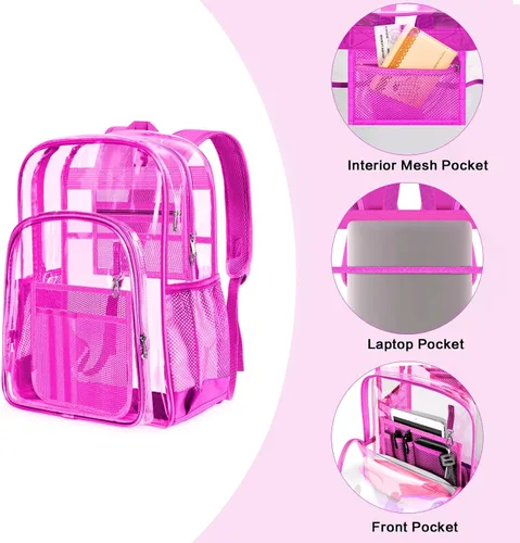Vista 2 de PAMANO Mochila transparente, Rosado, A