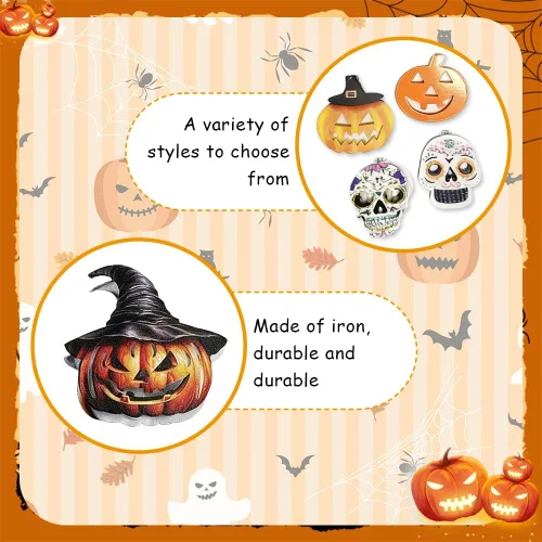 Vista 5 de 24 adornos de Halloween, decoración de árbol, araña negra, calavera, murciélago, bruja, calabaza, fantasma, adornos aterradores para árbol