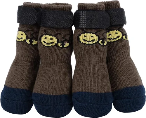 Vista 7 de PETLOFT Calcetines antideslizantes para perro, 4 piezas calcetines antideslizantes para interiores con correa de cierre desmontable ajustable