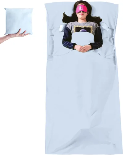 Vista 9 de Azarxis Forro para saco de dormir, sábanas de viaje para adultos para hotel, ligeras, portátiles, individuales y dobles, para acampar