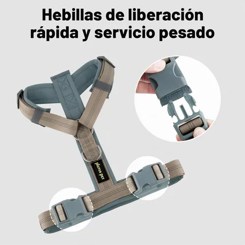 Vista 7 de Arnés para perro Plutus Pet sin tirón, arnés ajustable de nylon con acolchado suave, arnés para perro reflectante y resistente para perros pequeños