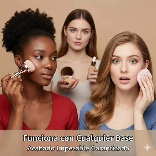 Vista 2 de Juego de brochas de maquillaje profesional, base esponjosa grande y pinceles de rubor con esponja para soplo de polvo