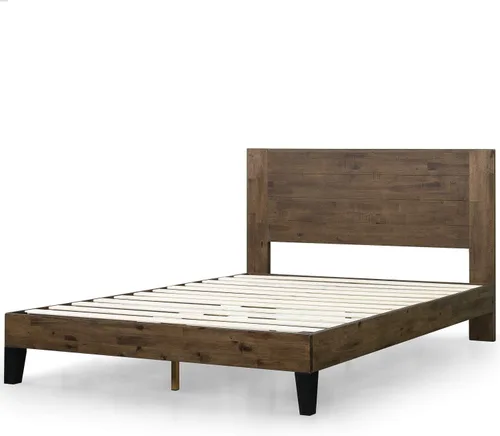 Vista 11 de Zinus Tonja - Marco de cama de plataforma de madera con cabecero, base de colchón con soporte de listones de madera, no necesita somier, fácil