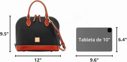 Vista 3 de Dooney & Bourke - Bolso con cremallera para mujer, de cuero flor con textura granulada, grande y con correa ajustable y extraíble para el hombro