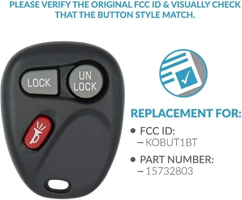Vista 5 de Keyless2Go Reemplazo para vehículos clave de coche de entrada sin llave que utilizan 3 botones 15732803 KOBUT1BT