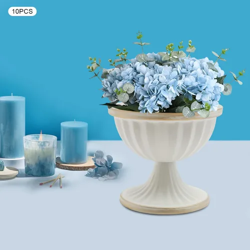 Vista 3 de Mini macetas blancas para arreglos florales, 10 piezas para centro de mesa, mesa de boda de 3.7 pulgadas, florero de urna, decoración de maceta