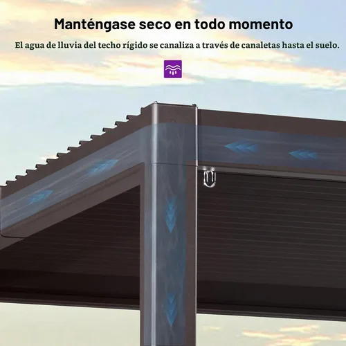 Vista 4 de PURPLE LEAF - Pérgola con listones de 10 x 12 pies para exterior, toldo ajustable moderno de aluminio para patio con techo retráctil para terraza