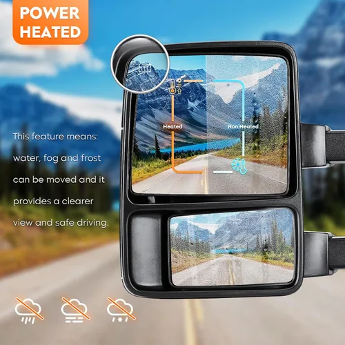 Vista 4 de Youxmoto Espejos de remolque para Ford F250 F350 F450 F550 2008-2016, espejos para camioneta Super Duty, climatizados; telescópicos/plegables