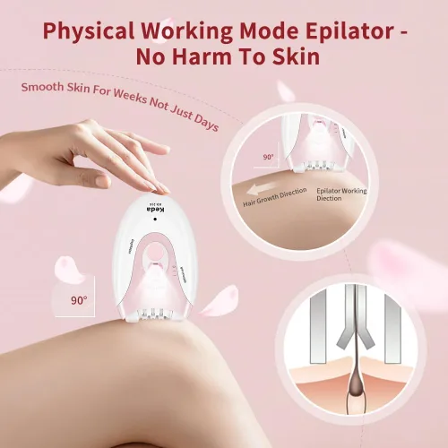 Vista 2 de Depiladora facial para mujeres, depiladora para mujer, depiladora para cara, depiladoras con luz LED, dispositivo de depilación de dos velocidades