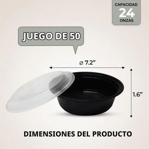 Vista 2 de Klex 50 juegos de recipientes de preparación de comidas de 24 onzas con tapas herméticas, sin BPA, contenedor de plástico reutilizable