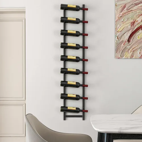Vista 8 de GOFLAME Estante para vino montado en la pared, estante colgante para 9 botellas, soporte de vino de metal inoxidable para pared, organizador
