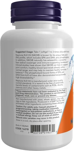 Vista 3 de NOW Foods Suplementos, Neptune Krill, doble fuerza 1000 mg, Omega-3 unido a fosfolípidos, 60 cápsulas blandas (paquete de 2)