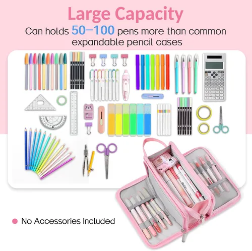 Vista 3 de Sooez Estuche grande para lápices, bolsa para lápices de gran capacidad con 3 compartimentos, organizador portátil de artículos de papelería de lona