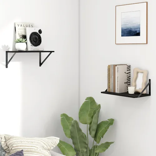 Vista 2 de Fun Memories Estantes flotantes profundos para pared, estantes de pared de 16 pulgadas de ancho x 8 pulgadas de profundidad, juego de 2, estante