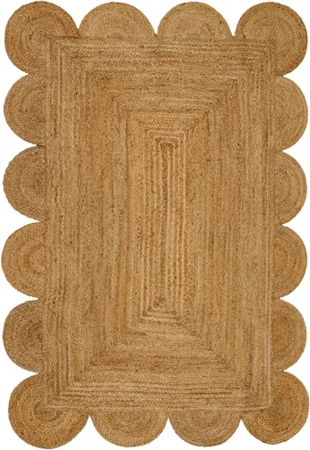 Vista 11 de MDS® 1 alfombra de área trenzada de yute tejida a mano de 2 x 3 pies, rectangular, alfombra decorativa reversible de arpillera 100% natural