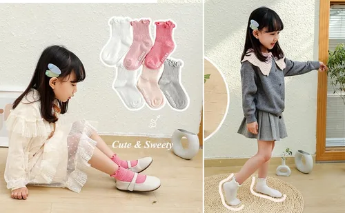 Vista 2 de Calcetines de encaje con volantes vintage para niñas pequeñas, calcetines de tobillo para niñas