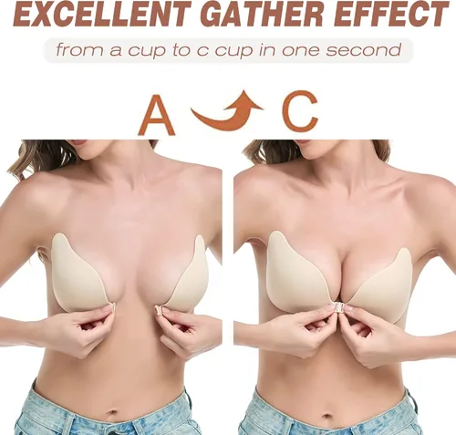 Vista 4 de Fiviow Push Up Sticky Bra for Women, 2 Pairs Reusable Invisible Bra Backless Strapless Bra Adhesive Bra