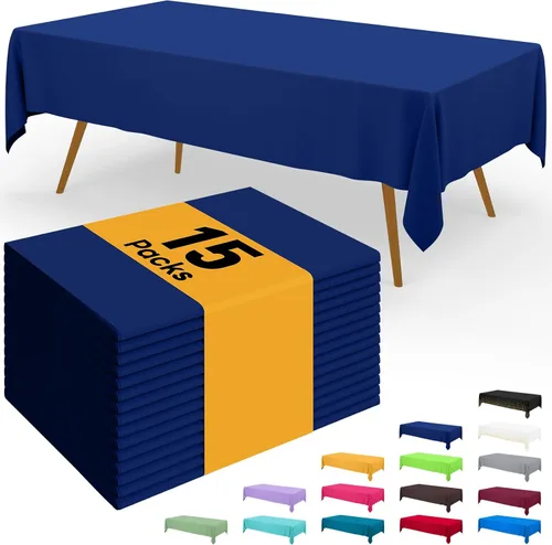 Vista 64 de Smiry - Juego de 6 manteles desechables, 54 x 78 pulgadas, manteles impermeables rectangulares para fiestas, cubierta de mesa de plástico