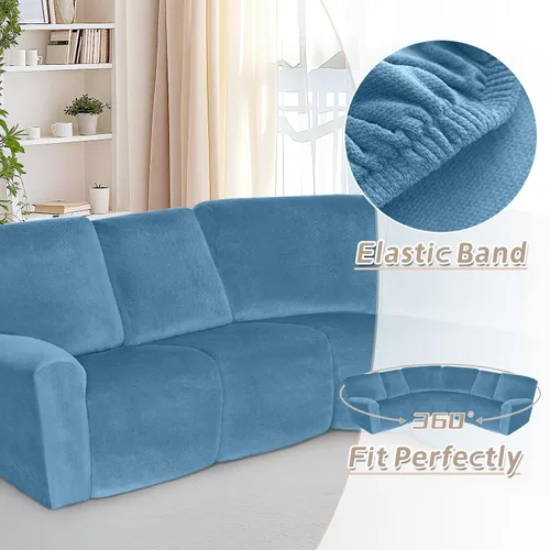 Vista 203 de Arfntevss Fundas de sofá seccional reclinable de terciopelo, Funda de sofá seccional de esquina para sofá reclinable, Funda elástica suave