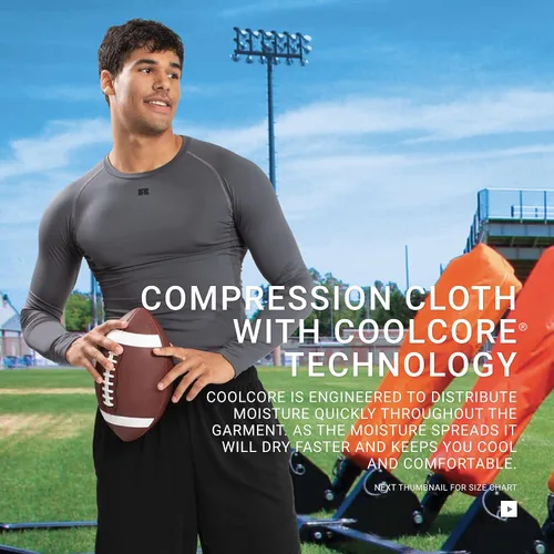 Vista 6 de Russell Athletic Camiseta de compresión de manga larga Coolcore estándar para hombre