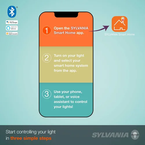Vista 3 de Sylvania Smart+ Bluetooth - Bombilla LED A19 de filamento transparente, color blanco suave, compatible con Alexa, Apple HomeKit y Google Assistant