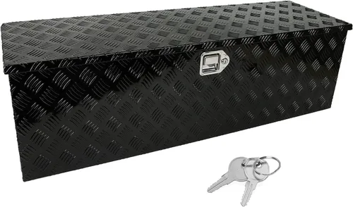 Vista 19 de Caja de herramientas de aluminio resistente de 16 x 7.5 x 10 pulgadas, caja de herramientas de camión con patrón de 5 barras de banda de rodadura