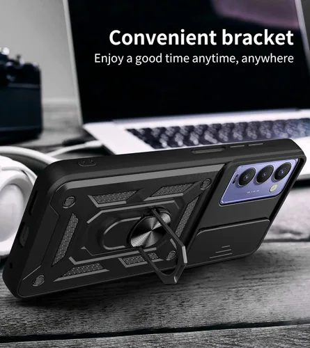 Vista 6 de Compatible con Tecno Camon 18P Bracket Shell, Slide Camera Lens Cover Case Azul