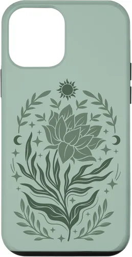 Vista 16 de Sage & Green Flowers Sun Crescent Moon Boho Floral Celestial Case for iPhone 16