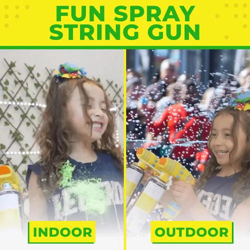 Vista 3 de Toysery Party Streamer Spray String Shooter Toy para niños y niñas, cuerda rociadora de fiesta para niños, gran pistola de juguete con aerosol