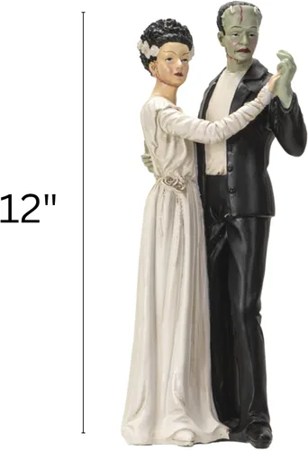 Vista 5 de Pacific Giftware Frank and Bride Dancing Figurine, estatua gótica coleccionable de Frankenstein, 5.25 x 5 x 12 pulgadas