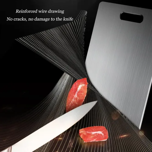 Vista 3 de Chopping Board Thickened Cutting Board Stainless Steel Cutting Board Household Cutting Board Large Cutting Board Fruit Cutting Board,Silver-23 *