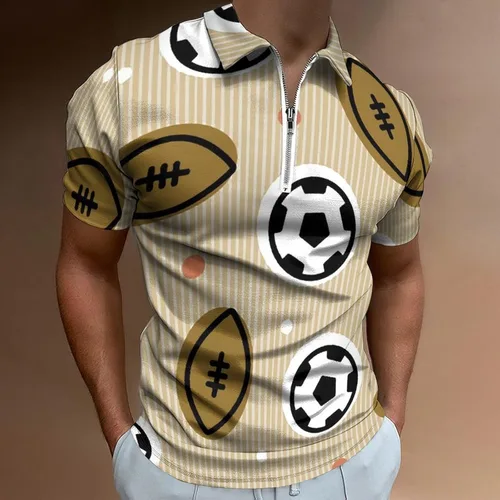 Vista 2 de Rugby Basketball and Football Mens Polo Shirt Casual Short Sleeve T Shirt Slim Fit Golf Polo Shirts