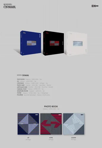 Vista 2 de BIGHIT Ent. ENHYPEN - Border : Carnival (2º Mini álbum) Álbum+Juego de tarjetas de fotos extra (ver. Down) (L200002158)