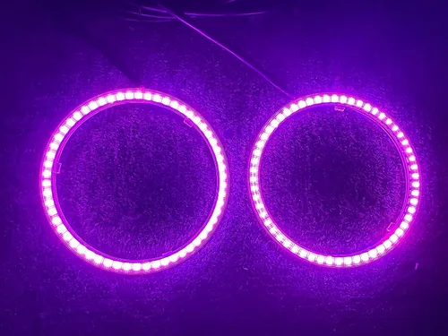 Vista 7 de SDO TECH - 2 anillos de halo de ojos de ángel para coche, 3.937 in, luz de circulación diurna, SMD3838, chips multicolores, anillo circular