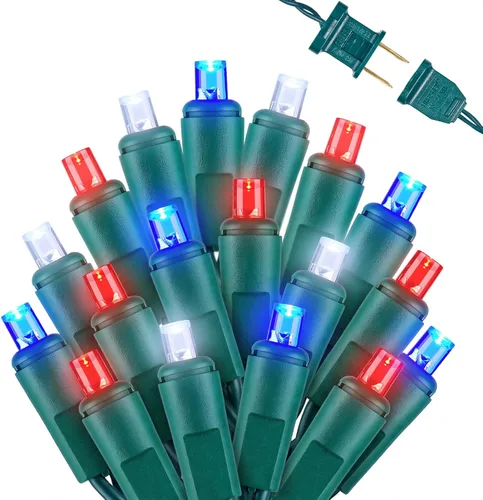 Vista 13 de Mini cadena de luces LED de Navidad, 14 pies, 50 luces LED F5, multicolor, luces de árbol de Navidad conectables para corona, guirnalda, fiesta
