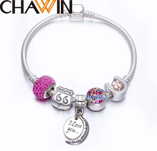 Vista 5 de Colgante de plata de ley 925 con texto en inglés "I Love You To the Moon and Back" para mamá, mujeres y niñas, Acero inoxidable, Circonita Cúbica